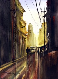 Sarfraz Musawir, Walled City-Lahore II, 11 x15 Inch, Watercolor on Paper, Cityscape Painting, AC-SAR-091